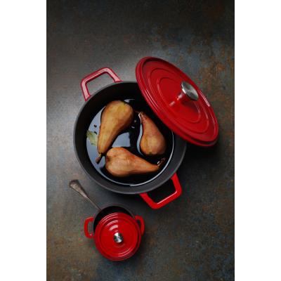 Litinový kastrol smaltovaný, HENDI, 3,7L, Červená, 317x240x(H)105mm | 626832